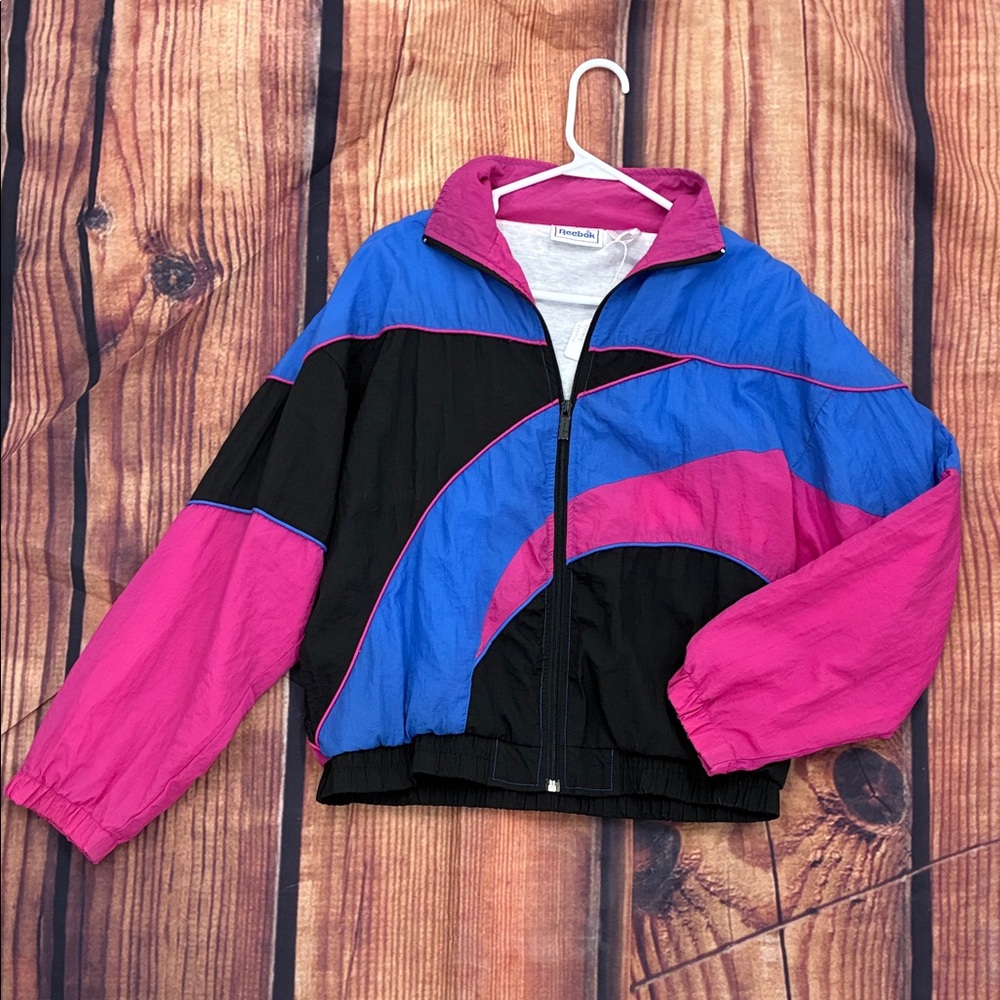Vintage Reebok Windbreaker- Pink, Blue, Black